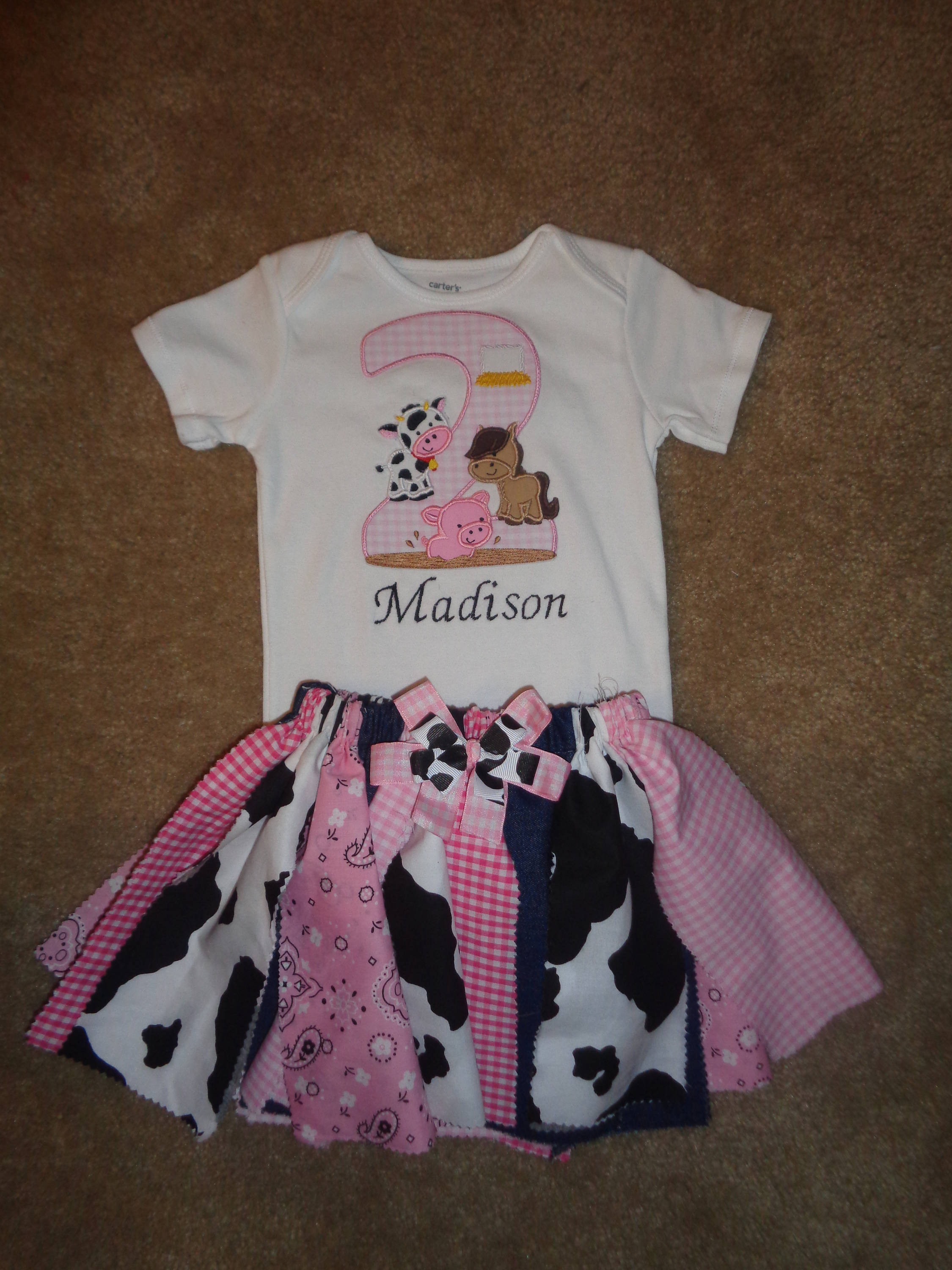 Birthday on the Farm-Western Themed Fabric Tutu, Cow tutu, Farm Party, Farm Birthday, Old McDonald Tutu, Cow Birthday, Cow Skirt