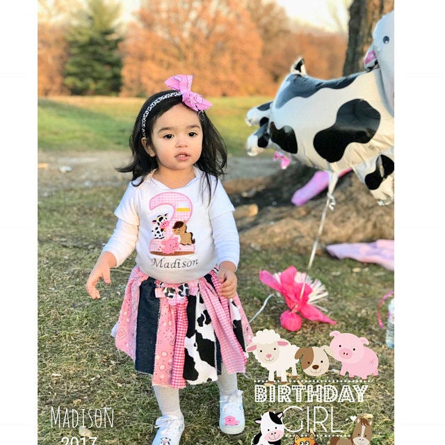 Birthday on the Farm-Western Themed Fabric Tutu, Cow tutu, Farm Party, Farm Birthday, Old McDonald Tutu, Cow Birthday, Cow Skirt