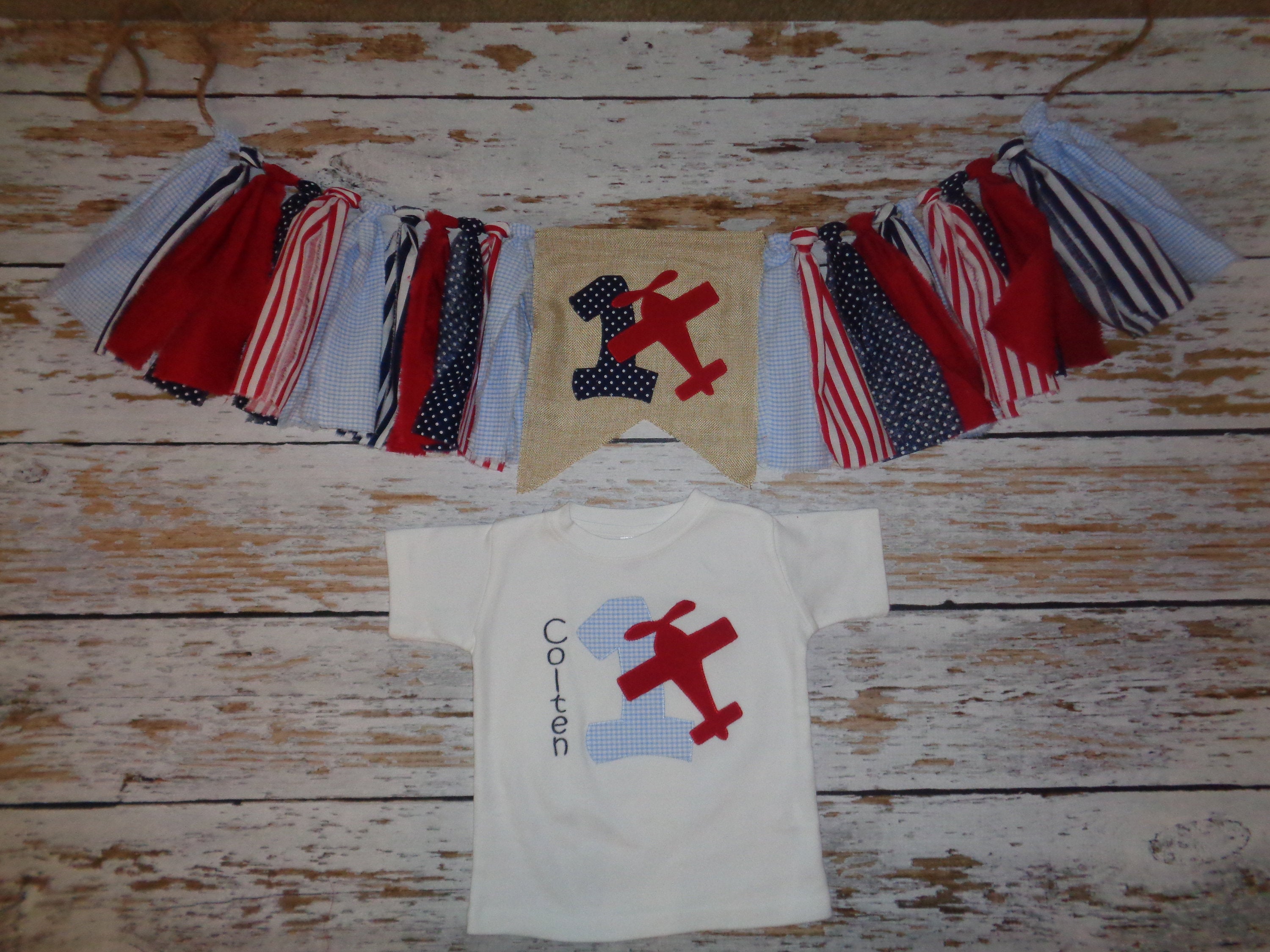 Plane Birthday shirt and Highchair Banner-Plane Party, Plane Birthday, Airplane Birthday, Airplane Shirt, Airplane 1st Birthday