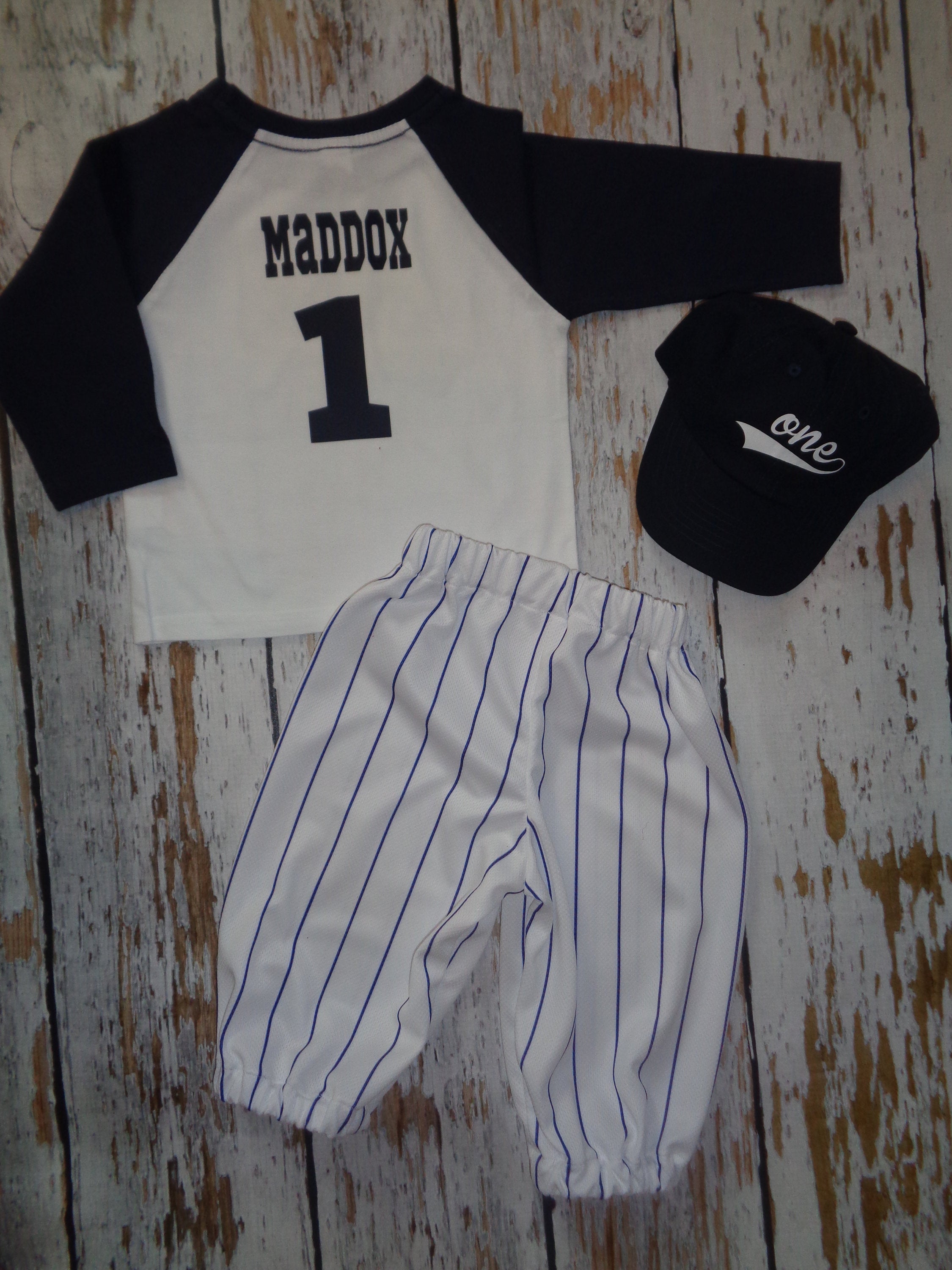 Baseball Cake smash outfit boy, Cake Smash Birthday outfit, Navy Pinstripes, Baseball uniform, Baseball Pants Cap and tshirt