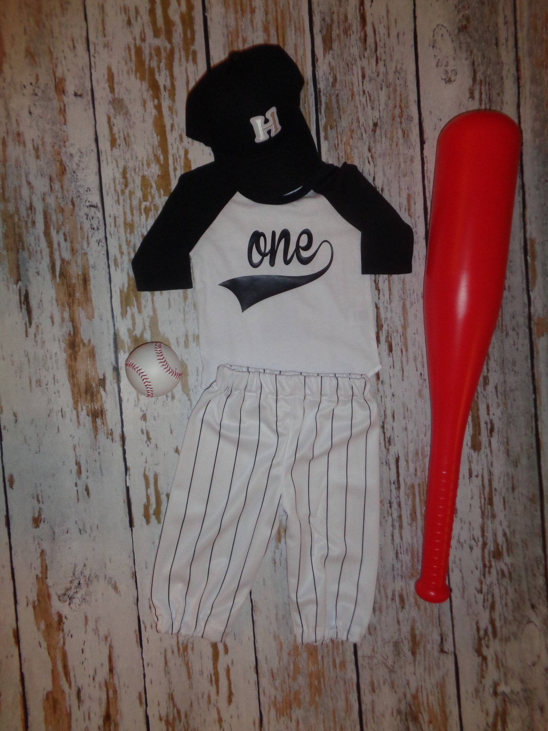 Baseball Cake smash outfit boy, Cake Smash Birthday outfit, Black Pinstripes, Baseball uniform, Baseball Pants Cap and tshirt in Black