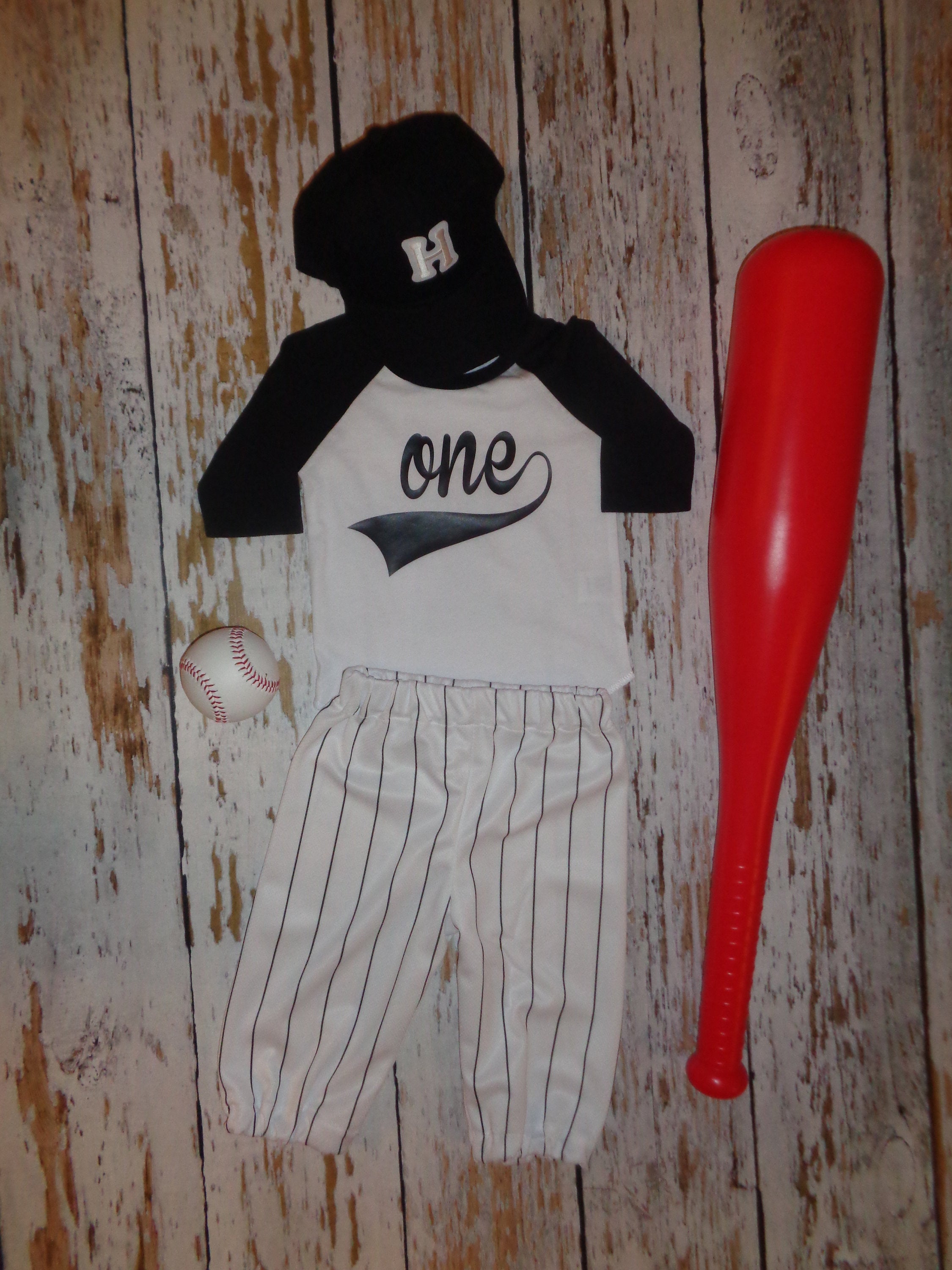 Baseball Cake smash outfit boy, Cake Smash Birthday outfit, Black Pinstripes, Baseball uniform, Baseball Pants Cap and tshirt in Black