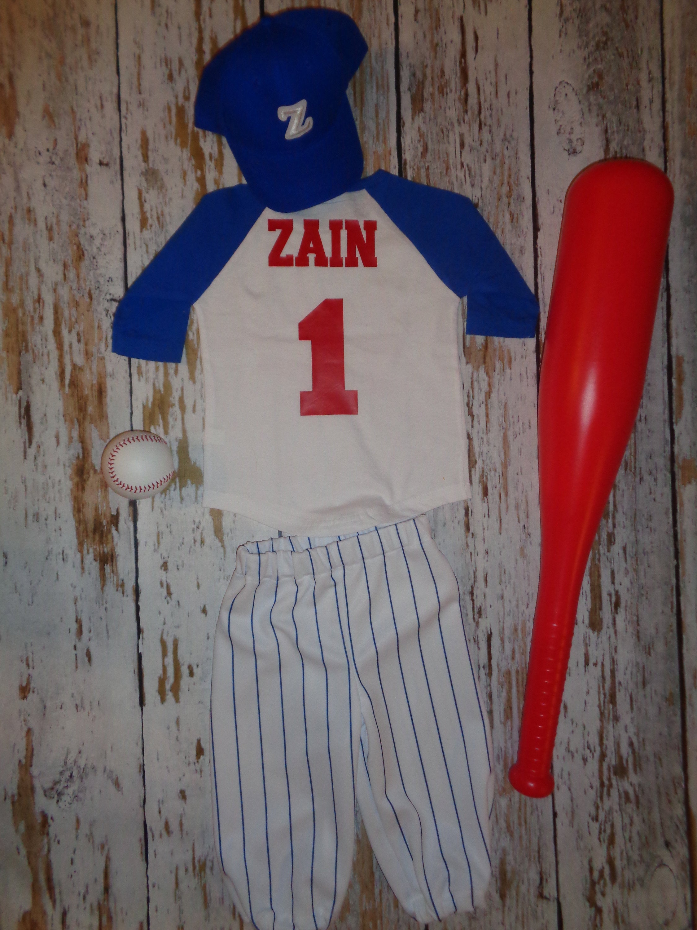 Boys Baseball Uniform Toddler Birthday Royal Pinstripe Pants & 